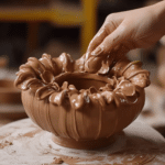 a woman making a clay bowl