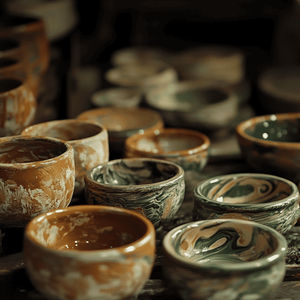 colorful clay bowls