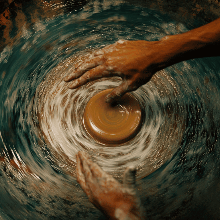 a person working with clay on a wheel